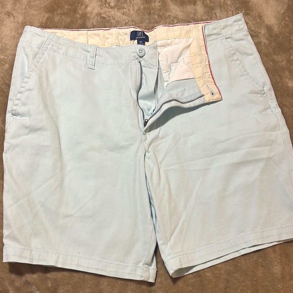 George Men's Soft Blue Flat Front Shorts